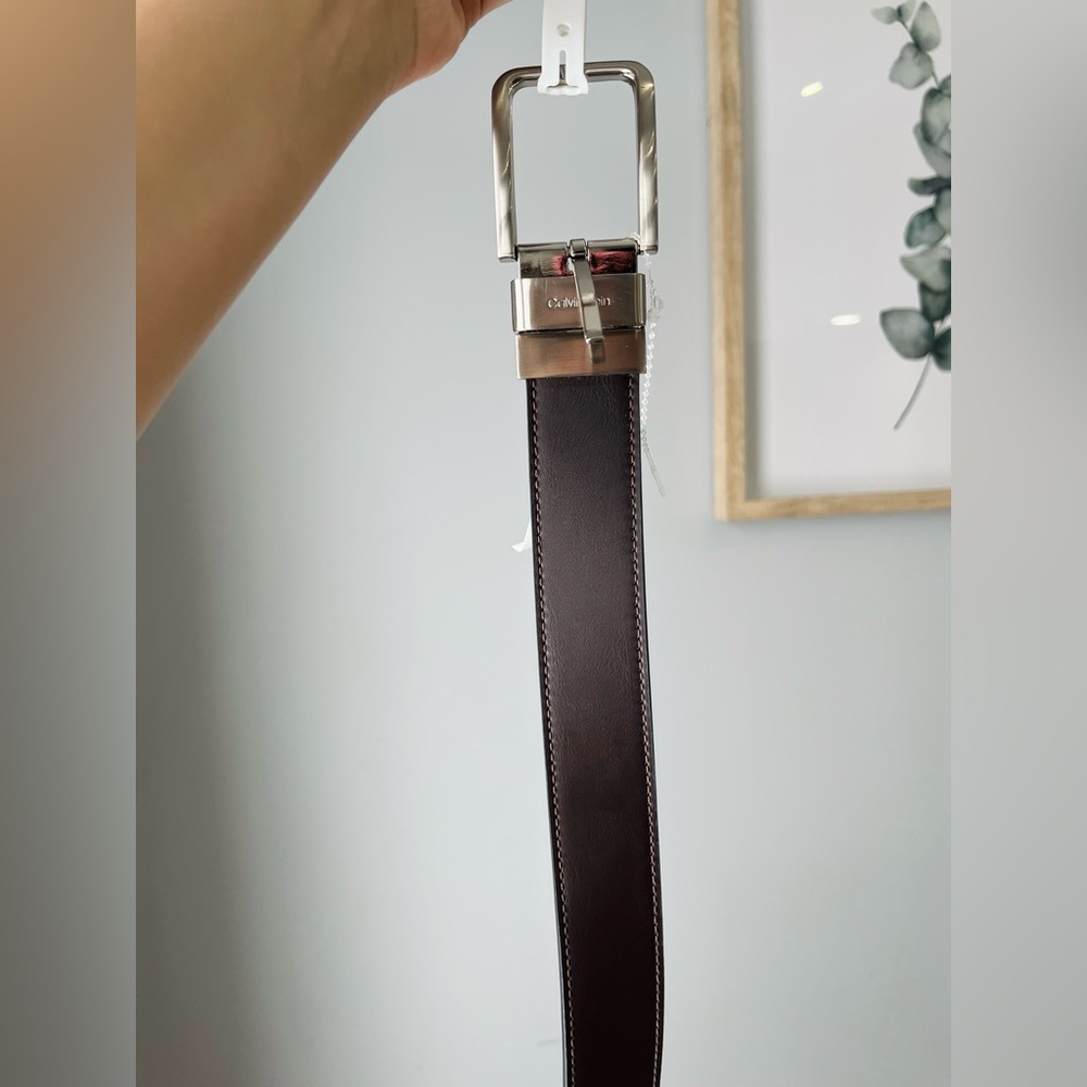 Calvin Klein Men's Dark Brown Leather Belt - Picture 4 of 5
